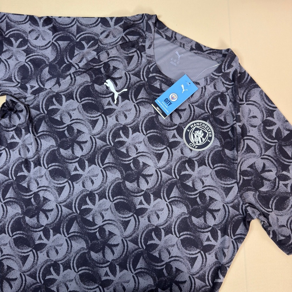 NEW PUMA Manchester City FC Pre-Match Jersey Men's XXL Black Gray Soccer Shirt